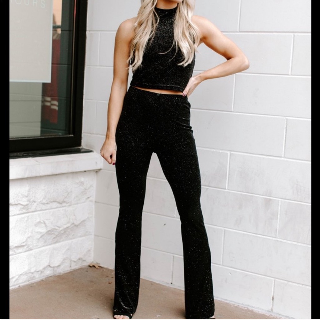 Kittenish Velvet Sparkle Jumpsuit Set